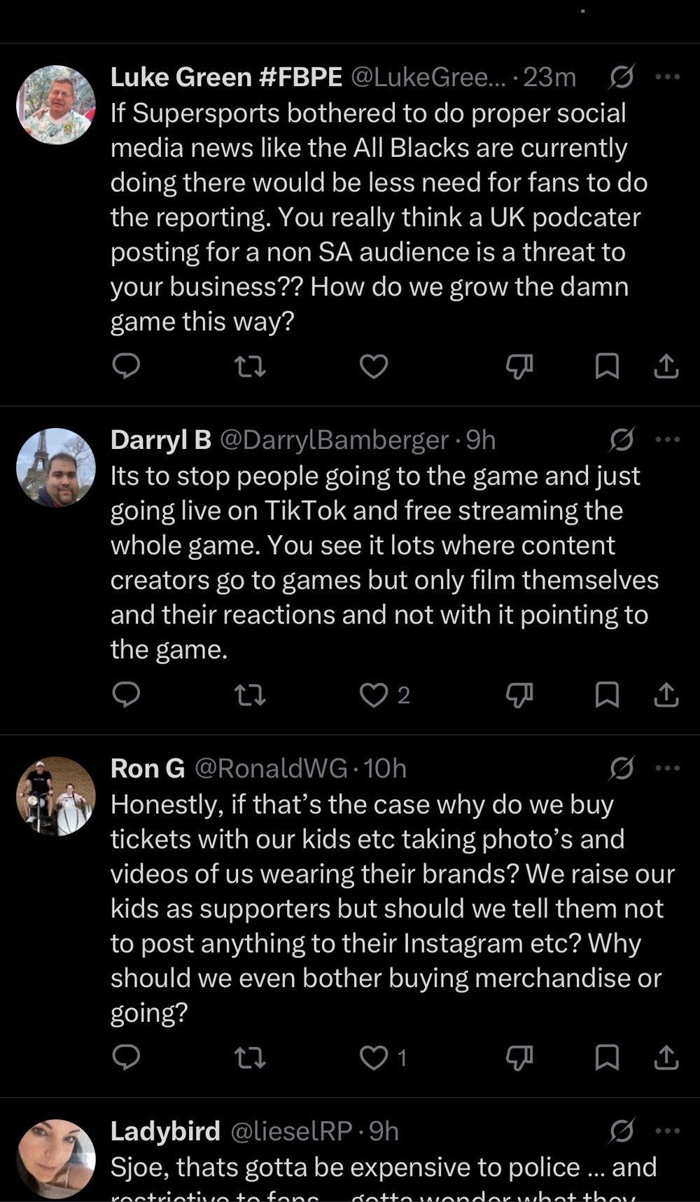 The crowd doing the math out loud — why buy the ticket, why buy the merch? (X replies)